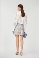 Eilish White Pleated Scarf - Collar Shirt - Aura Muse
