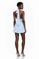 Eimear Blue Pleated Mini Dress with Lace Panels - Aura Muse