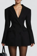 Eleanor Black Double Breasted Blazer Mini Dress - Aura Muse
