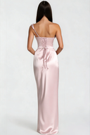 Eleanor Pink One Shoulder Satin Maxi Dress - Aura Muse