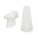 Elodie creased top & trousers matching set in White - Aura Muse