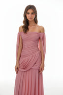 Elysia Pink Cross Front Ruched Maxi Dress - Aura Muse