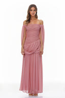 Elysia Pink Cross Front Ruched Maxi Dress - Aura Muse