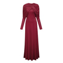 Estela Red Cape-Design Ruched Maxi Dress - Aura Muse