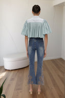 Esther Rhinestone Embroidered Bootcut Jeans - Aura Muse