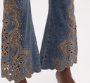 Esther Rhinestone Embroidered Bootcut Jeans - Aura Muse