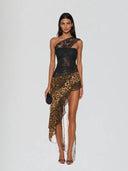 Estuary One Shoulder Lace Leopard Maxi Dress - Aura Muse