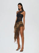 Estuary One Shoulder Lace Leopard Maxi Dress - Aura Muse