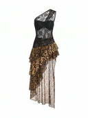 Estuary One Shoulder Lace Leopard Maxi Dress - Aura Muse