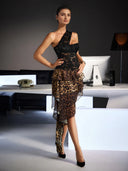 Estuary One Shoulder Lace Leopard Maxi Dress - Aura Muse