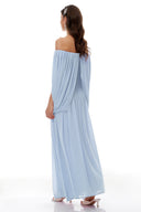 Eulalie Blue Cross Front Ruched Maxi Dress - Aura Muse