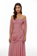 Eulalie Pink Cross Front Ruched Maxi Dress - Aura Muse