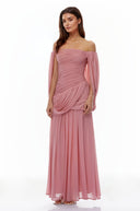 Eulalie Pink Cross Front Ruched Maxi Dress - Aura Muse