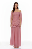 Eulalie Pink Cross Front Ruched Maxi Dress - Aura Muse
