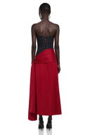 Eulalie Red Color Block Twist Front Midi Dress - Aura Muse