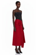 Eulalie Red Color Block Twist Front Midi Dress - Aura Muse