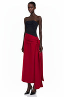Eulalie Red Color Block Twist Front Midi Dress - Aura Muse