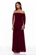 Eulalie Red Cross Front Ruched Maxi Dress - Aura Muse