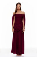 Eulalie Red Cross Front Ruched Maxi Dress - Aura Muse