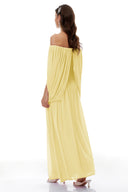 Eulalie Yellow Cross Front Ruched Maxi Dress - Aura Muse