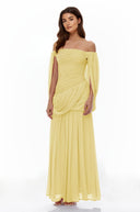 Eulalie Yellow Cross Front Ruched Maxi Dress - Aura Muse
