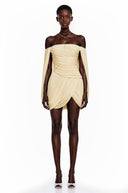 Eulalie Yellow Cross Front Ruched Mini Dress - Aura Muse