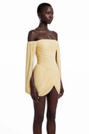 Eulalie Yellow Cross Front Ruched Mini Dress - Aura Muse