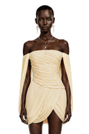 Eulalie Yellow Cross Front Ruched Mini Dress - Aura Muse