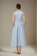 Evangeline Blue Embellished Top & Skirt Set - Aura Muse
