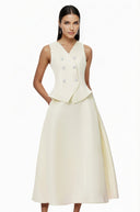 Evangeline Neutral Embellished Top & Skirt Set - Aura Muse