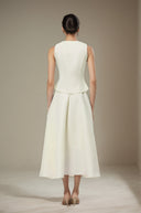 Evangeline Neutral Embellished Top & Skirt Set - Aura Muse