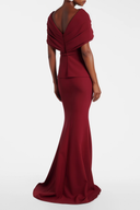 Everly Burgundy Boat Neck Mermaid Maxi Gown - Aura Muse
