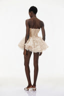 Fabienne Cream 3D Petal Puff Mini Dress - Aura Muse