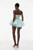 Fabienne Mint Green 3D Petal Puff Mini Dress - Aura Muse