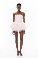 Fabienne Pink 3D Petal Puff Mini Dress - Aura Muse