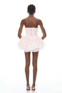 Fabienne Pink 3D Petal Puff Mini Dress - Aura Muse