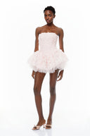 Fabienne Pink 3D Petal Puff Mini Dress - Aura Muse