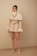 Fanette detachable-cape faux-fur coat - Aura Muse