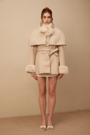 Fanette detachable-cape faux-fur coat - Aura Muse