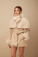 Fanette detachable-cape faux-fur coat - Aura Muse