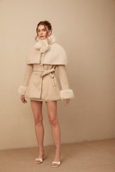 Fanette detachable-cape faux-fur coat - Aura Muse