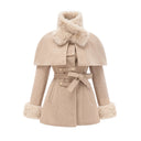 Fanette detachable-cape faux-fur coat - Aura Muse