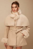 Fanette detachable-cape faux-fur coat - Aura Muse