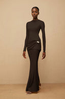 Fátima Brown Gathered Maxi Dress - Aura Muse