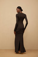 Fátima Brown Gathered Maxi Dress - Aura Muse