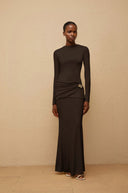 Fátima Brown Gathered Maxi Dress - Aura Muse