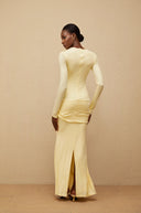Fátima Yellow Gathered Maxi Dress - Aura Muse