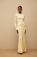 Fátima Yellow Gathered Maxi Dress - Aura Muse