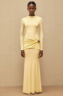 Fátima Yellow Gathered Maxi Dress - Aura Muse