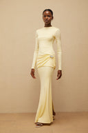 Fátima Yellow Gathered Maxi Dress - Aura Muse